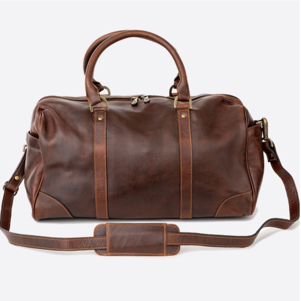 $550 Links and Kings Brown Leather Bag Weekender SUNDANCE DUFFEL